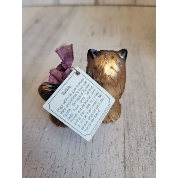 Old World Christmas Yorkshire Terrier dog glitter blown glass ornament Xmas - Picture 4 of 6